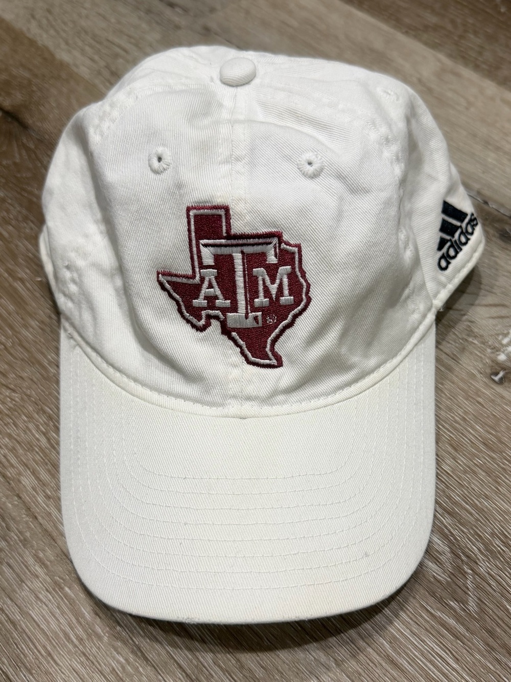 adidas White Baseball Cap with Maroon Texas A&M Patch